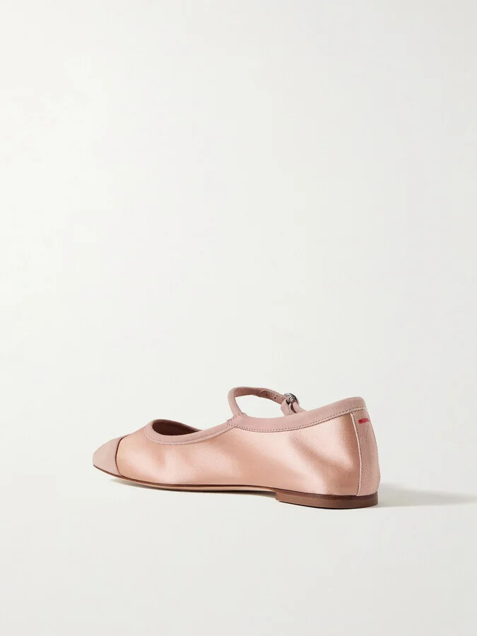 Aeyde - Uma Satin And Suede Mary Jane Flats - Orange - Image 3