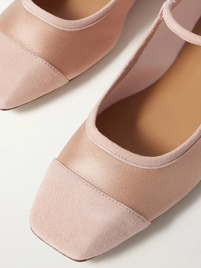 Aeyde - Uma Satin And Suede Mary Jane Flats - Orange - Image 4