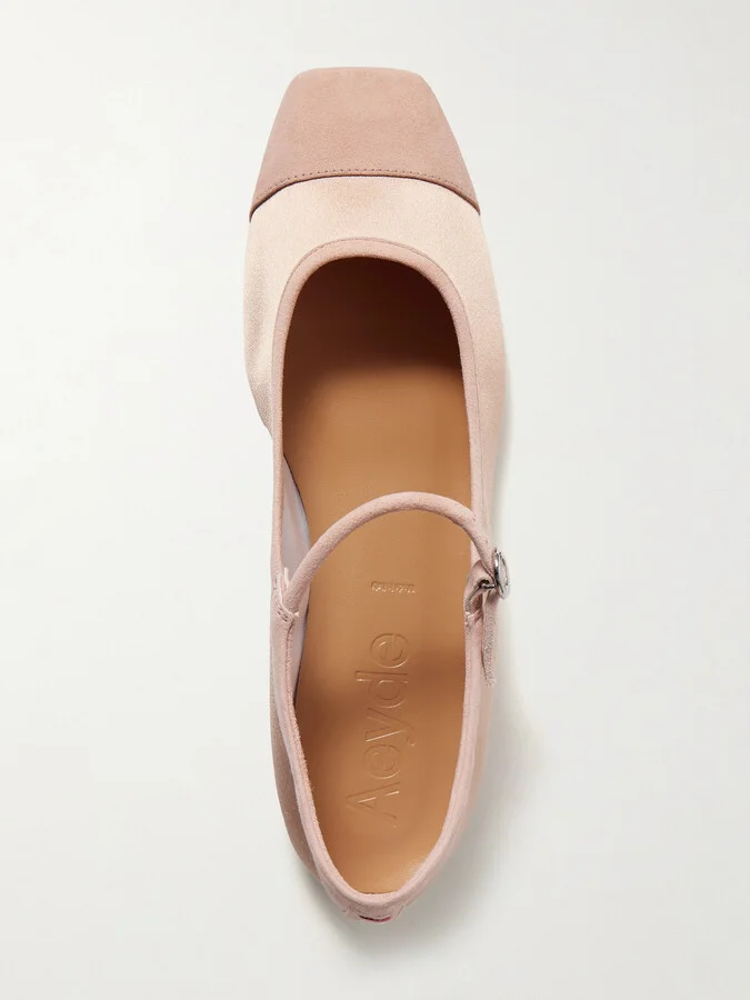 Aeyde - Uma Satin And Suede Mary Jane Flats - Orange - Image 5