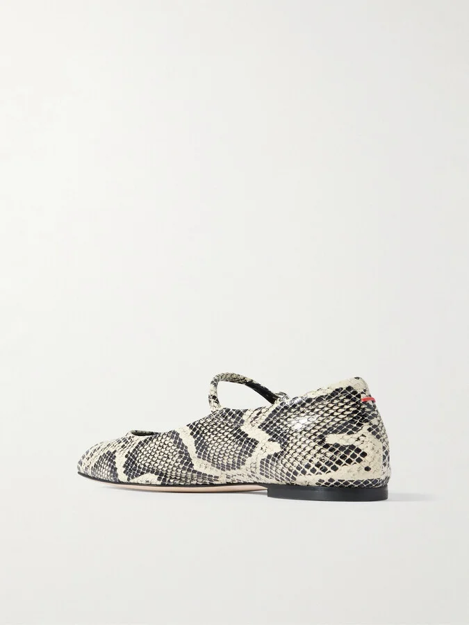 Aeyde - Uma Snake-effect Leather Ballet Flats - Animal print - Image 3