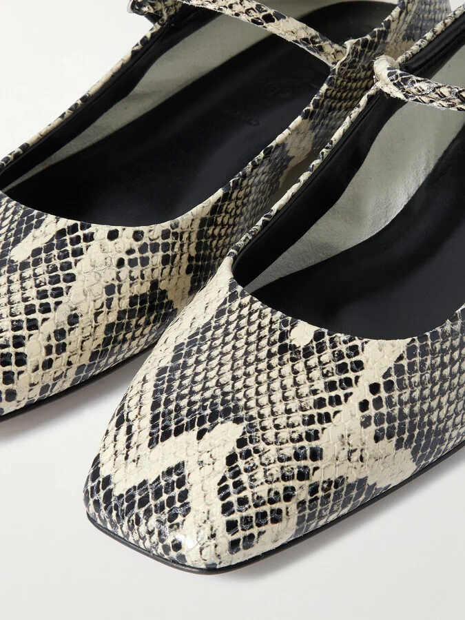 Aeyde - Uma Snake-effect Leather Ballet Flats - Animal print - Image 4