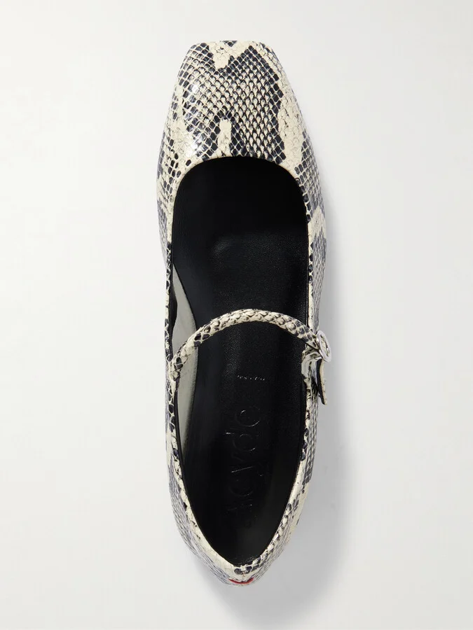 Aeyde - Uma Snake-effect Leather Ballet Flats - Animal print - Image 5