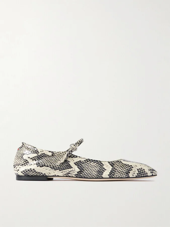 Aeyde - Uma Snake-effect Leather Ballet Flats - Animal print