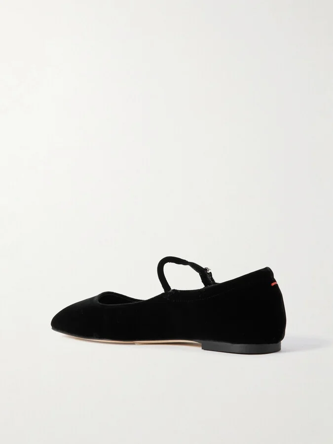 Aeyde - Uma Velvet Mary Jane Ballet Flats - Black - Image 3