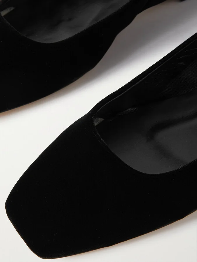 Aeyde - Uma Velvet Mary Jane Ballet Flats - Black - Image 4