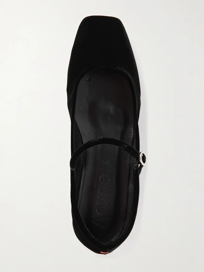Aeyde - Uma Velvet Mary Jane Ballet Flats - Black - Image 5