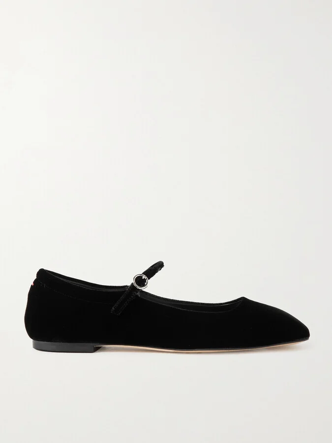 Aeyde - Uma Velvet Mary Jane Ballet Flats - Black