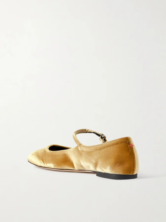 Aeyde - Uma Velvet Mary Jane Ballet Flats - Yellow - Image 3