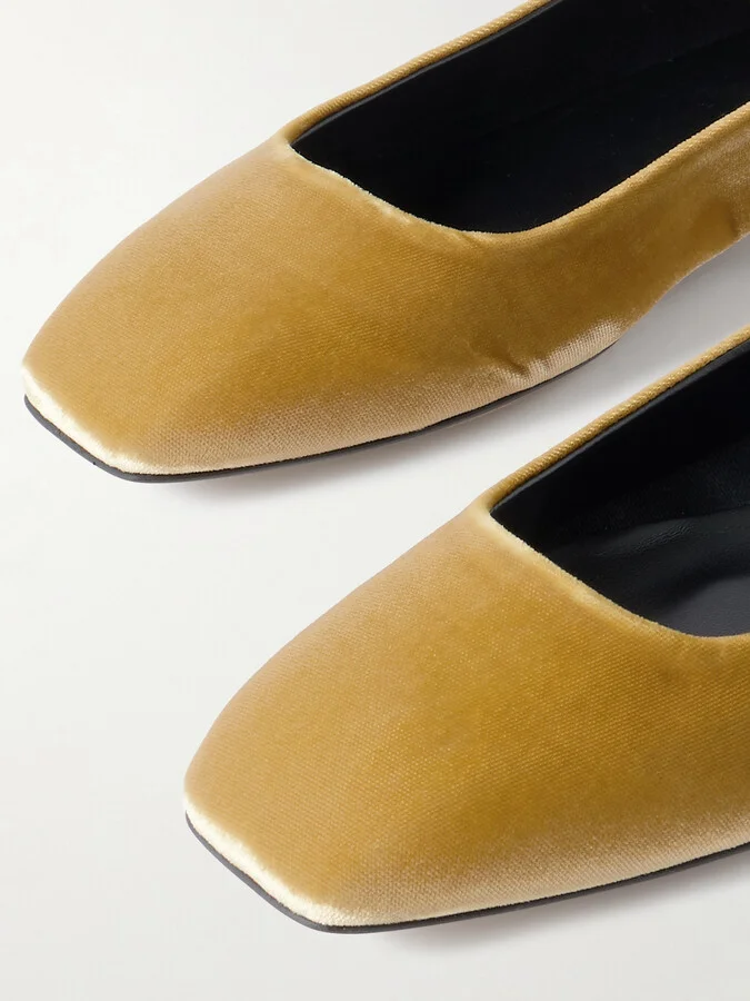 Aeyde - Uma Velvet Mary Jane Ballet Flats - Yellow - Image 4