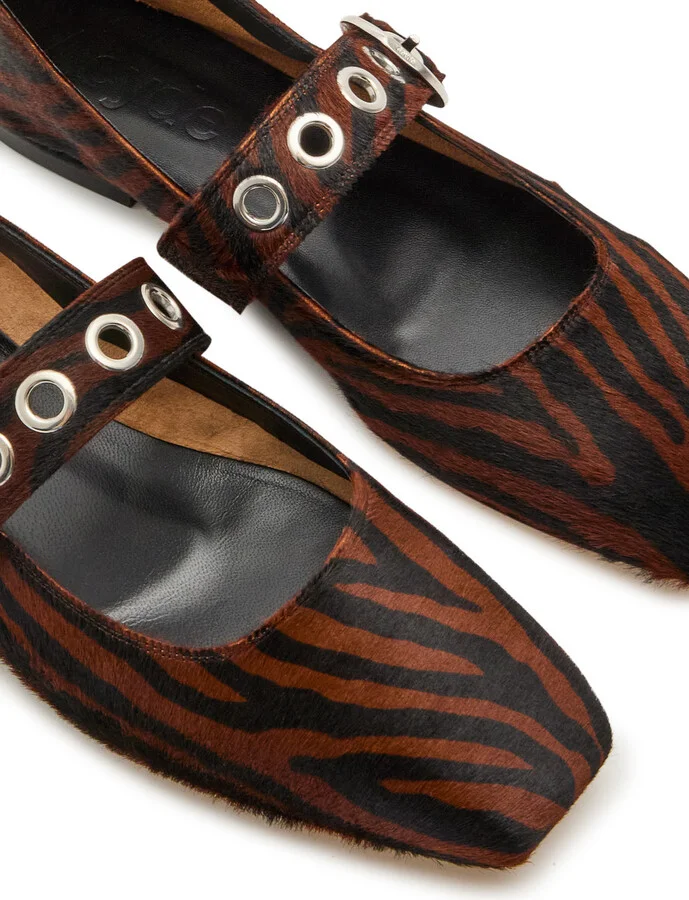 Aeyde Uma Zebra-effect Calf Hair Mary Jane Flats - Image 3