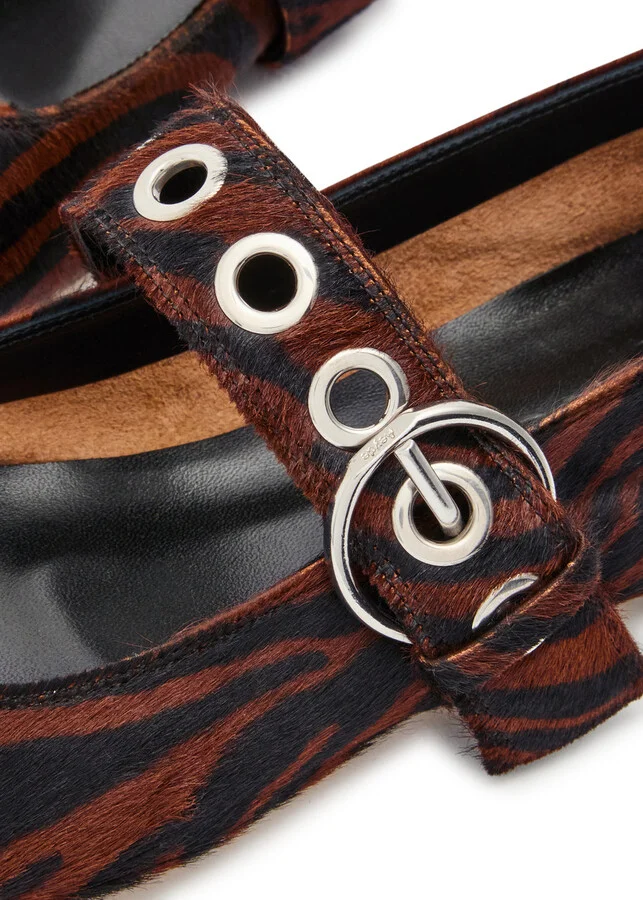 Aeyde Uma Zebra-effect Calf Hair Mary Jane Flats - Image 4