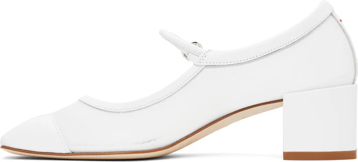 Aeyde White Aline Mesh Mary-Jane Heels - Image 3