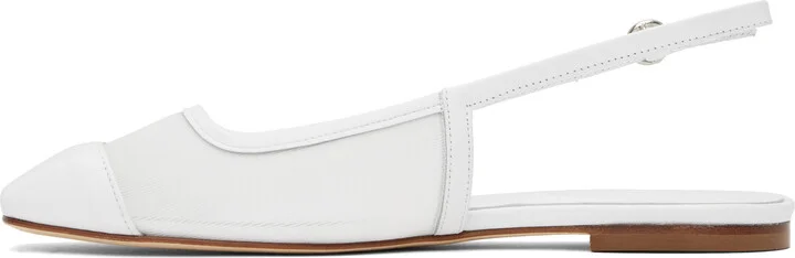 Aeyde White Geraldine Mesh Toe-Cap Ballerina Flats - Image 3