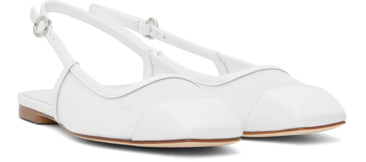 Aeyde White Geraldine Mesh Toe-Cap Ballerina Flats - Image 4