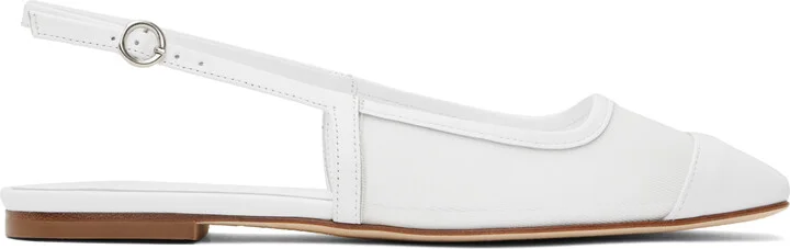 Aeyde White Geraldine Mesh Toe-Cap Ballerina Flats