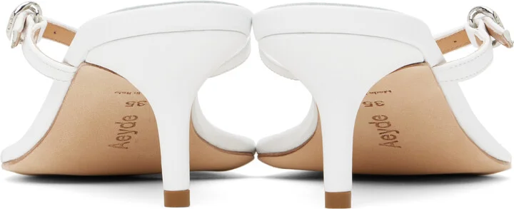 Aeyde White Leigh Leather Toe-Post Heeled Sandals - Image 2
