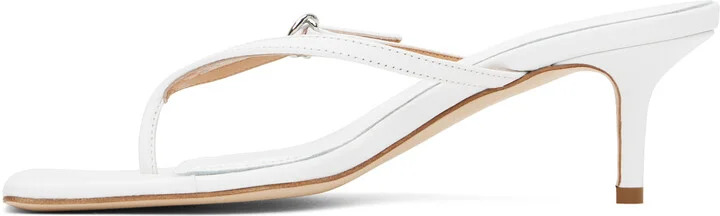 Aeyde White Leigh Leather Toe-Post Heeled Sandals - Image 3