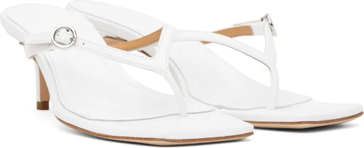 Aeyde White Leigh Leather Toe-Post Heeled Sandals - Image 4