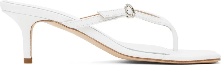 Aeyde White Leigh Leather Toe-Post Heeled Sandals