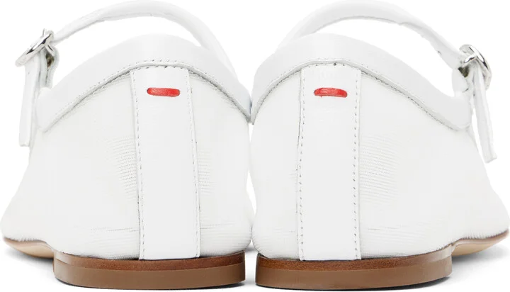 Aeyde White Uma Mesh Toe-Cap Ballerina Flats - Image 2