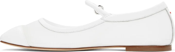 Aeyde White Uma Mesh Toe-Cap Ballerina Flats - Image 3