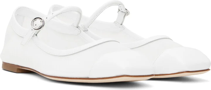 Aeyde White Uma Mesh Toe-Cap Ballerina Flats - Image 4