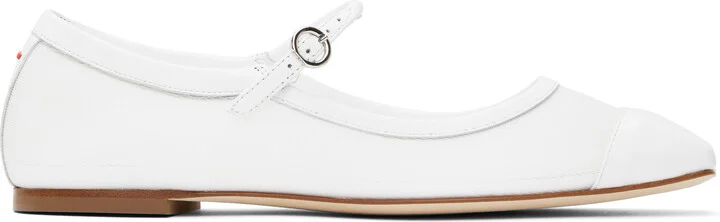 Aeyde White Uma Mesh Toe-Cap Ballerina Flats