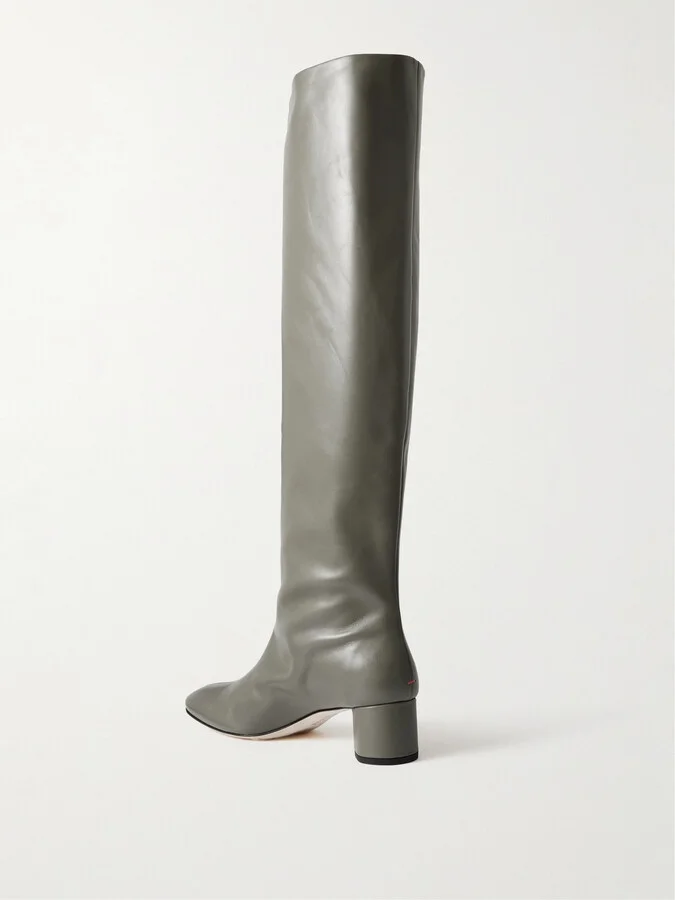 Aeyde - Willa Leather Knee Boots - Green - Image 3
