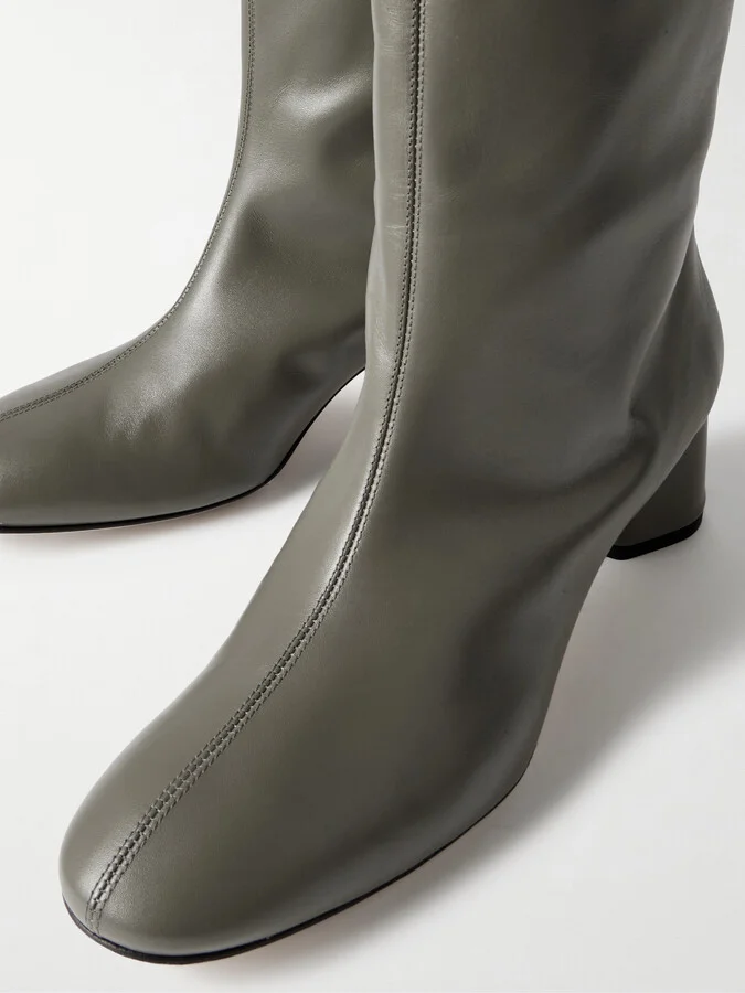 Aeyde - Willa Leather Knee Boots - Green - Image 4