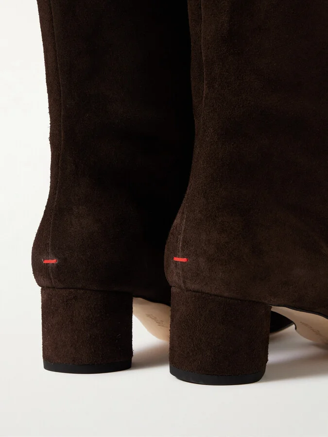 Aeyde - Willa Suede Knee Boots - Brown - Image 4