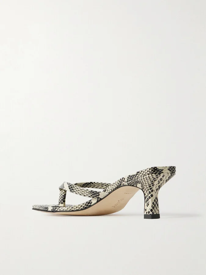 Aeyde - Wilma Snake-effect Leather Sandals - Animal print - Image 3