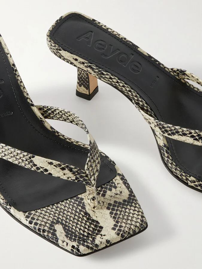 Aeyde - Wilma Snake-effect Leather Sandals - Animal print - Image 4