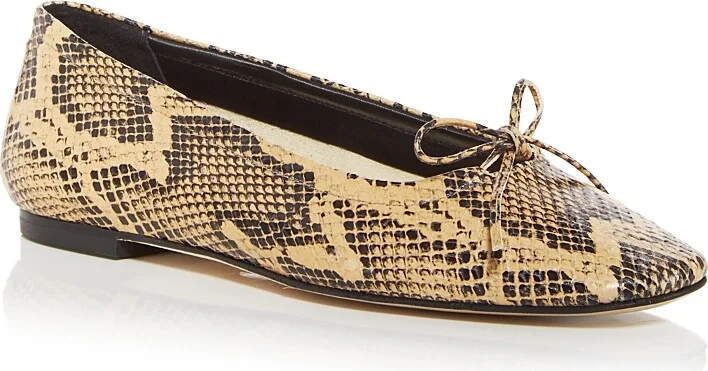 Aeyde Women's Delfina Bow Embossed Ballet Flats