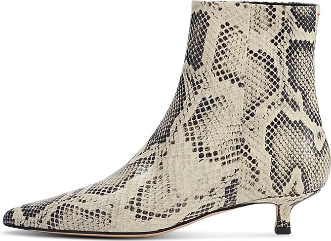 Aeyde Women's Sofie Pointed Toe Embossed Kitten Heel Ankle Boots