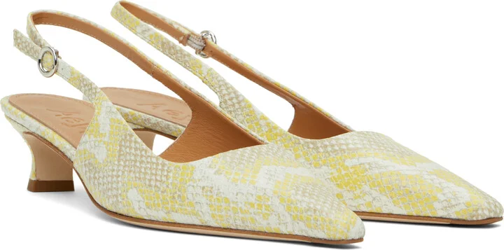 Aeyde Yellow Catrina Leather Slingback Heels - Image 4