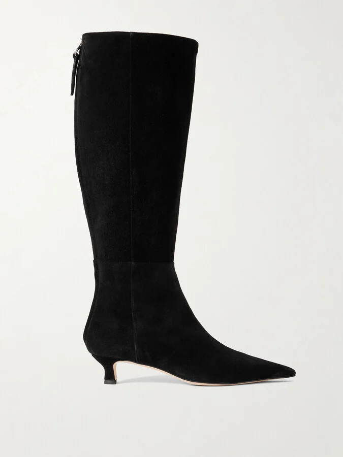 Aeyde - Zazie Suede Knee Boots - Black