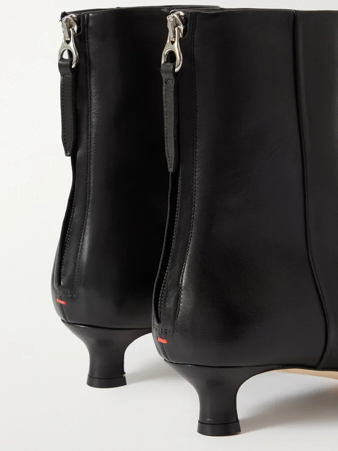 Aeyde - Zoe Leather Point-toe Ankle Boots - Black - Image 4