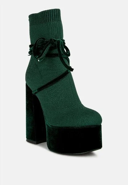 After Pay High Heel Velvet Knitted Boot Women - Image 2
