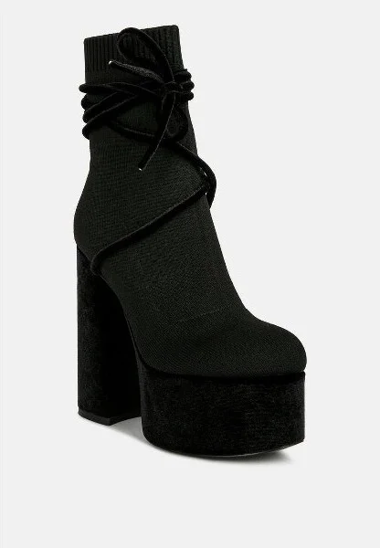 After Pay High Heel Velvet Knitted Boot Women - Image 3