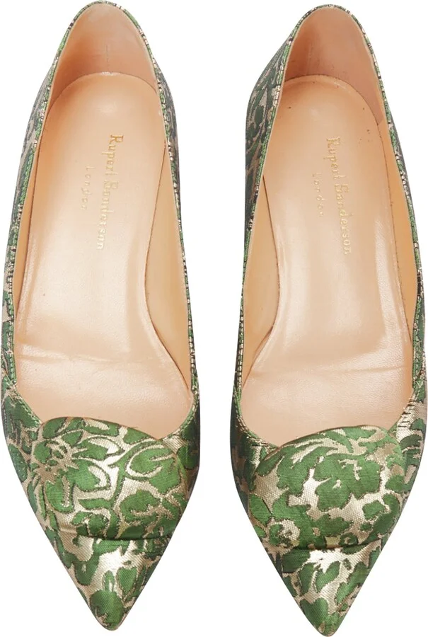 Aga brocade embellished pointy flats