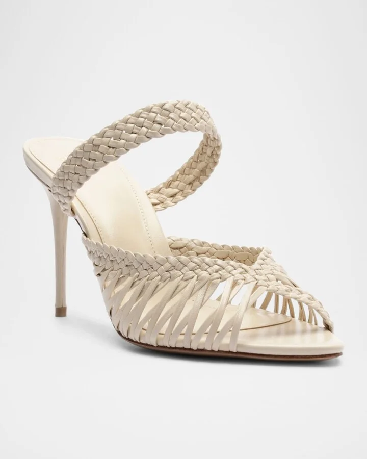 Agatha 85 Braided Leather Stiletto Sandals - Image 2