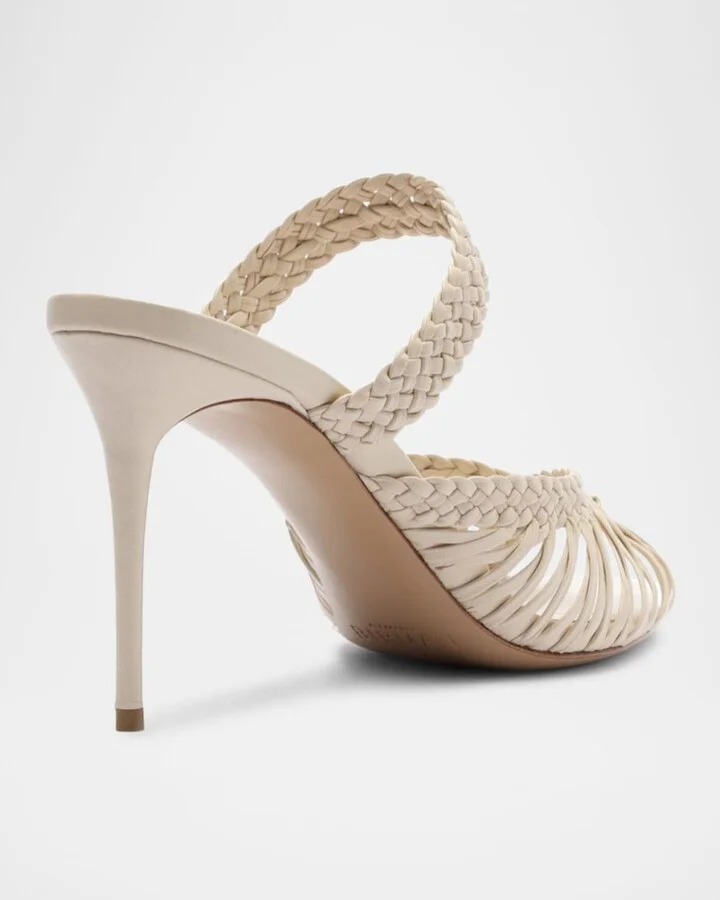 Agatha 85 Braided Leather Stiletto Sandals - Image 3