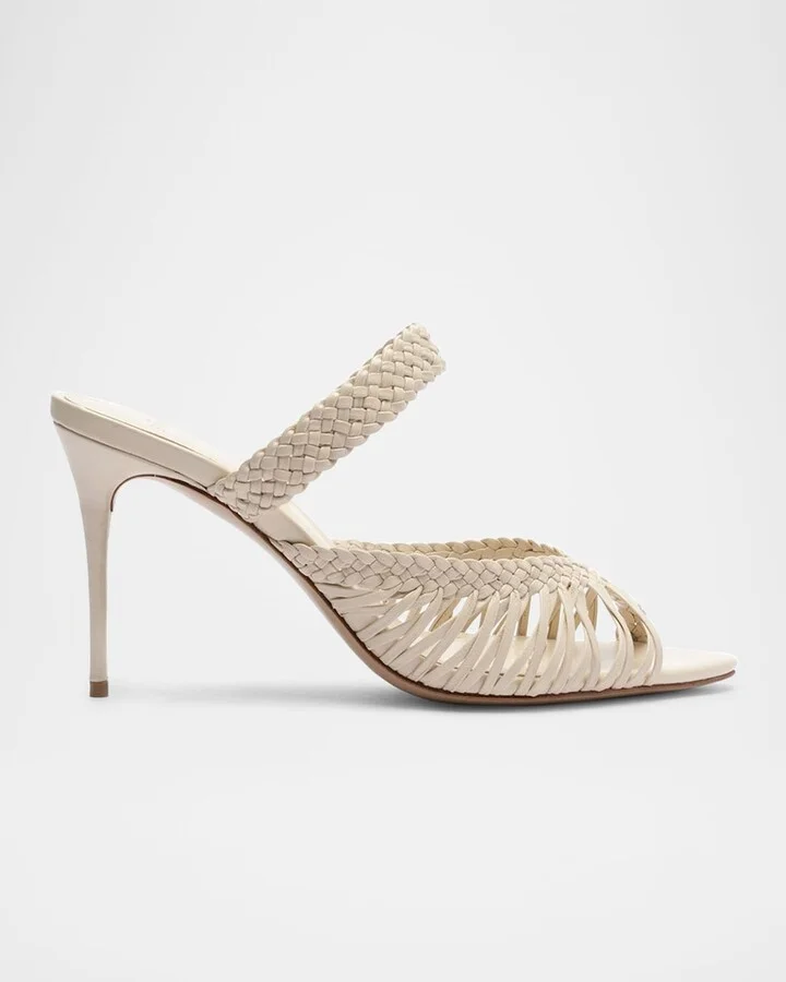 Agatha 85 Braided Leather Stiletto Sandals
