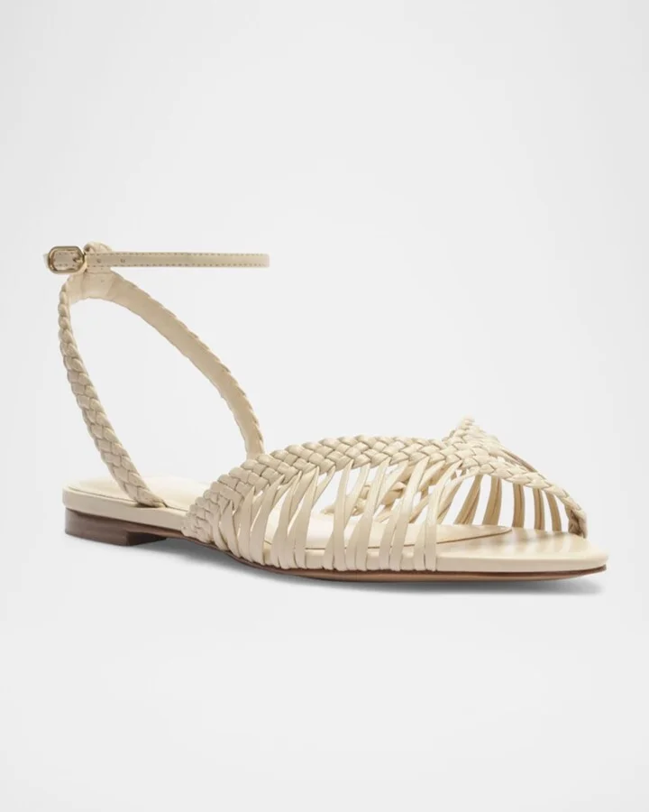 Agatha Braided Leather Flat Sandals - Image 2