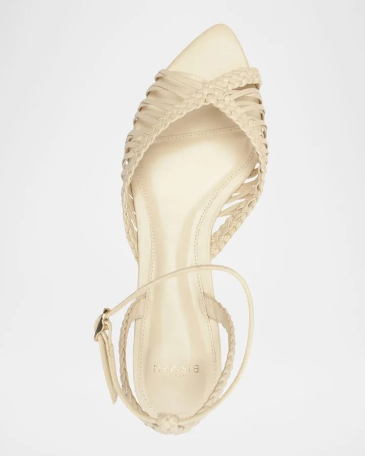 Agatha Braided Leather Flat Sandals - Image 3