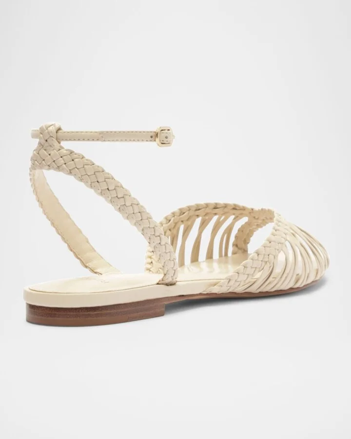 Agatha Braided Leather Flat Sandals - Image 4