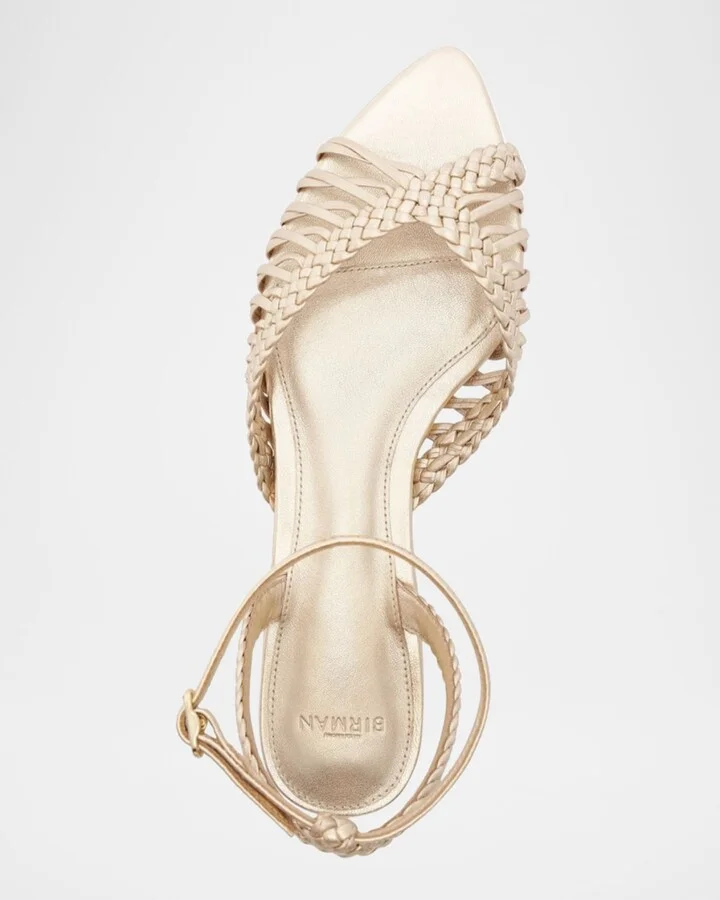 Agatha Braided Metallic Leather Flat Sandals - Image 2