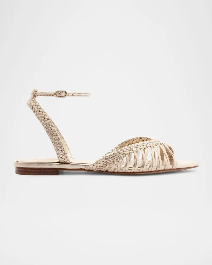 Agatha Braided Metallic Leather Flat Sandals