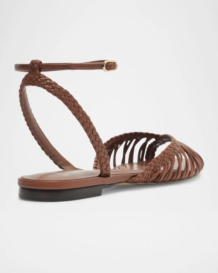 Agatha Leather Flat Sandals - Image 2