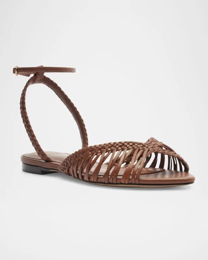 Agatha Leather Flat Sandals - Image 3
